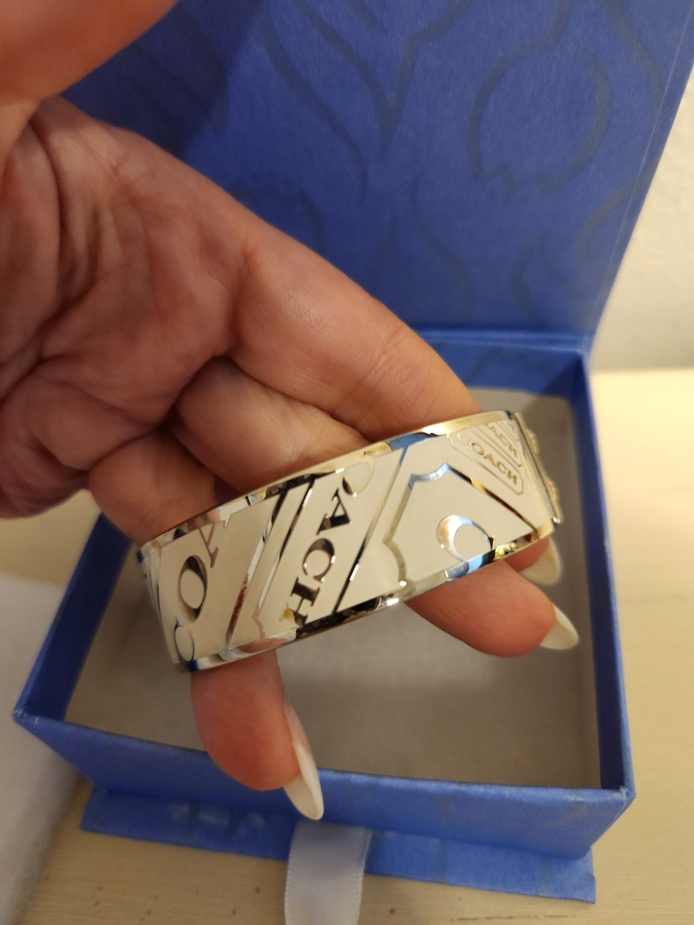 COACH Silver Logo Bangle Bracelet